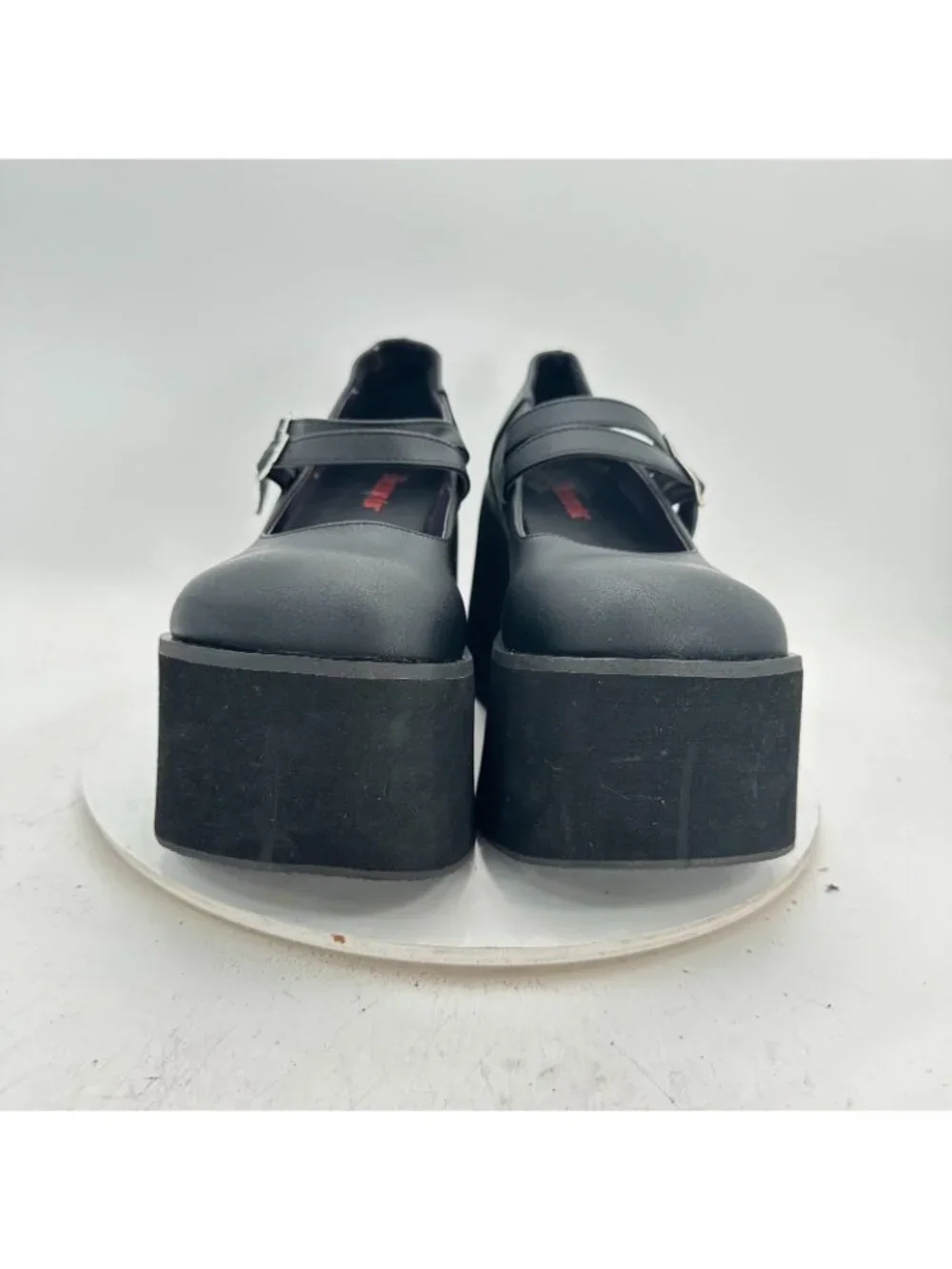 Demonia Women Size 12 Black Leather Maryjane Double Buckle High Platform Shoes